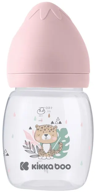 Biberon cu gât larg KikkaBoo Clouds - Savanna, 180 ml, Pink