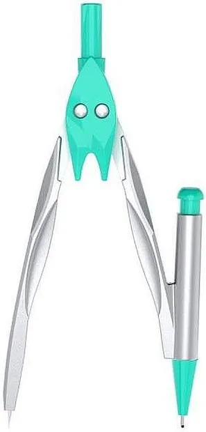 Compas metalic Deli Orbit - EH606, cu creion, turcoaz
