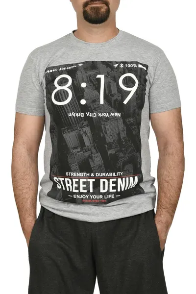 Tricou barbat cu imprimeu Street Denim, gri (Marime tricou: M)