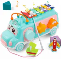 Jucarie pentru Sortare si Xilofon - Autobuz Verde - Huanger