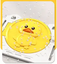 Gardulet loc de joaca Nichiduta Garden Duck Yellow Pliabil, Margini rotunjite, Poarta de siguranta cu sistem blocare, Covoras din spuma 235x161 cm cos jucarii pliabil si 120 bile