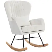 HOMCOM Fotoliu balansoar, rocking chair cu pernă, șezut căptușit, spătar înalt, 67 x 88 x 104 cm, alb | Aosom Romania