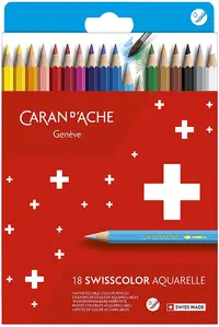 Creioane acuarela colorate Caran d'Ache Swisscolor - 18 culori
