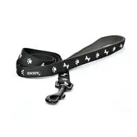 Lesa reflectorizanta pentru caini, neagra, din nylon si neopren, lungime 120 cm, latime 2 cm