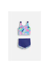 Costum de baie din doua piese cu imprimeu tropical