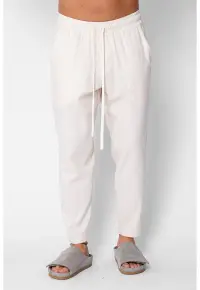 Pantaloni lung din IN cu snur conic Cream 21352 - Bej
