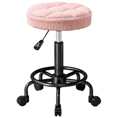 HOMCOM Taburet rotativ reglabil în înălțime Taburet rotativ 55-66 cm Taburet de lucru 360° rotativ Ø50 x 50-66 cm Roz | Aosom Romania