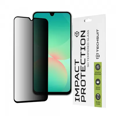 Folie de protectie Ecran Privacy Techsuit pentru Samsung Galaxy A26 A266, Sticla Securizata, Full Glue, 111D