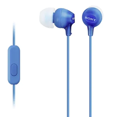 Căști cu microfon Sony - MDR-EX15AP, albastre