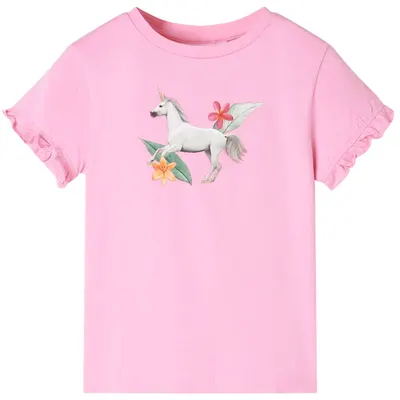 Tricou pentru copii cu mâneci scurte, roz aprins 116