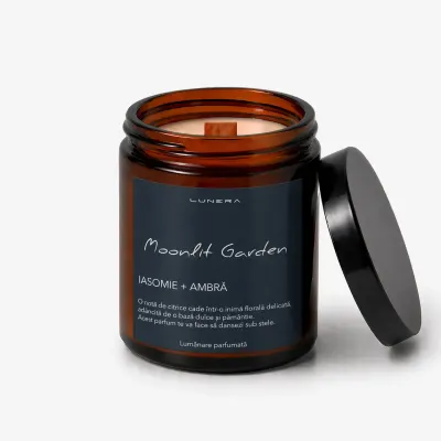 Lumânare parfumată din ceară de soia Moonlit Garden - Iasomie și Ambră - Default Title