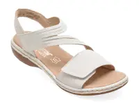 Sandale RIEKER albe, 65964, din piele naturala