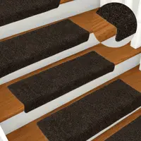 vidaXL Covorașe autoadezive pentru scări, 15 buc., 65x21x4 cm, maro închis, cu margini dreptunghiulare