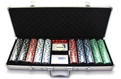Servieta din aluminiu Foxy Trade, cu 500 de jetoane de poker