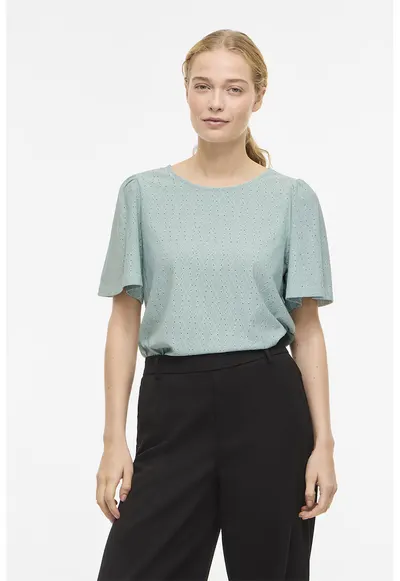 Tricou lejer cu perforatii - Verde pal