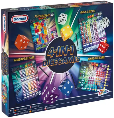 Grafix Board Game Set - Jocuri cu zaruri, 4 în 1