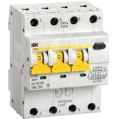 Tetrapolara cu protectie diferentiala RCBO AVDT 34 C50 30mA 6kA