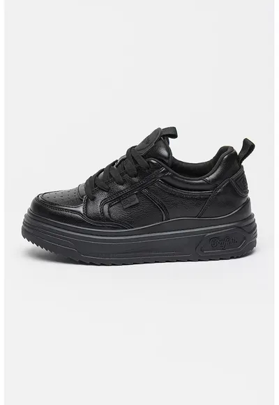 Pantofi sport low-cut din piele ecologica cu talpa flatform Vectra - Negru