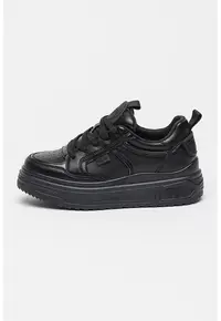 Pantofi sport low-cut din piele ecologica cu talpa flatform Vectra - Negru