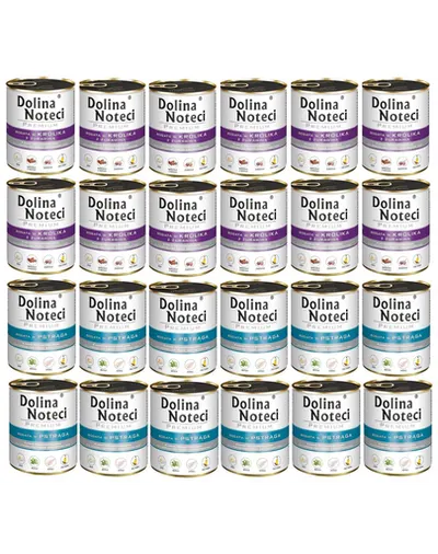 DOLINA NOTECI Premium Mix conserve păstrăv și iepure cu merișoare 24x800 g hrană câini