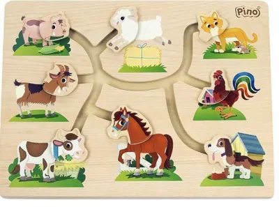 Puzzle-maze din lemn Pino - Animale de companie