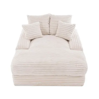 Luxus chaise longue din corduroy, Bej | Aosom Romania