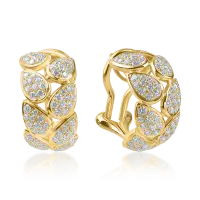Cercei geometrici din aur galben cu diamante de 0.1ct