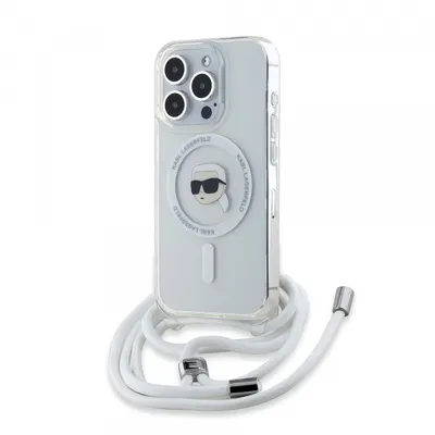 Husa MagSafe pentru Apple iPhone 15 Pro Max, Karl Lagerfeld, IML Crossbody Karl's Head, Transparenta