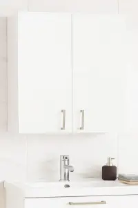 Dulap baie suspendat PROFI, 2 usi, alb, 65x21.5x68 cm
