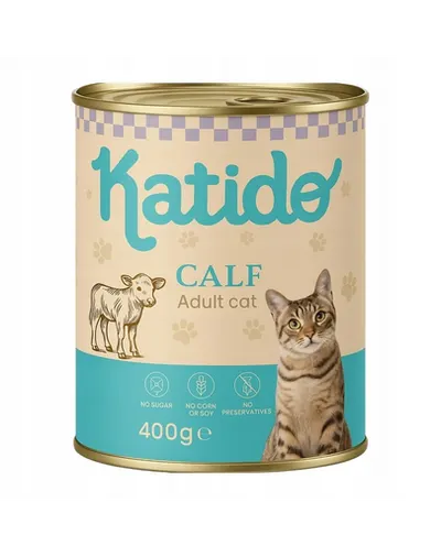 KATIDO Adult Cat Veal 400 g hrană pisici cu vițel și ulei de somon