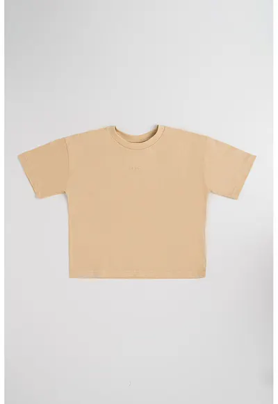 Tricou cu logo discret - Maro camel