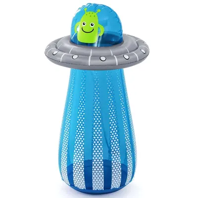 Jucarie gonflabila de gradina cu stropitoare Bestway UFO Albastru 119x61 cm cu conectare furtun apa,Baza antirasturnare,Material PVC rezistent
