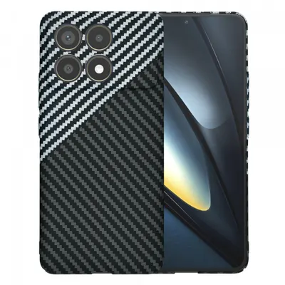 Husa pentru Xiaomi Poco F6 Pro, Techsuit, Carbonite FiberShell, Neagra Gri