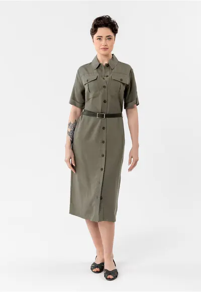 Rochie camasa G-Hana - kaki - Kaki