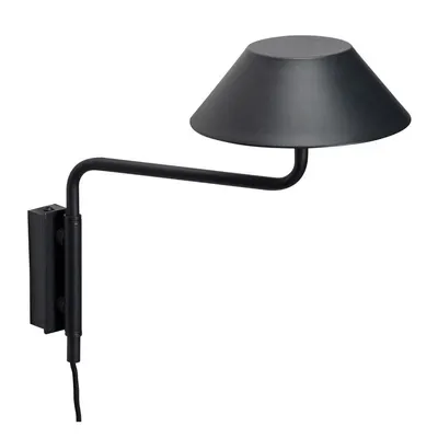 Aplică de perete neagră LED cu intensitate reglabilă din metal cu alimentare la priză ø 30 cm Cover – Hübsch