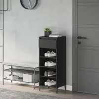 Gossi pantofar, negru, 40x36x105 cm, lemn prelucrat