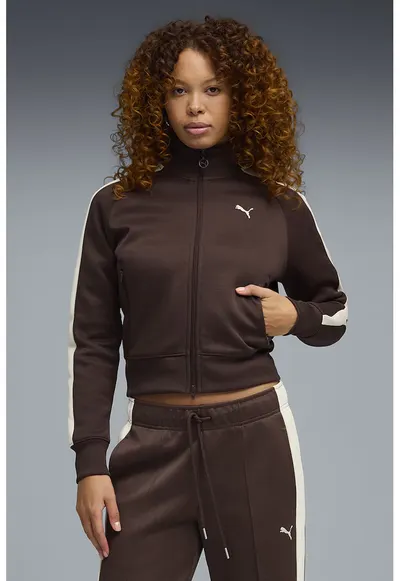 Bluza de trening cu fermoar T7 Always On - Maro cognac