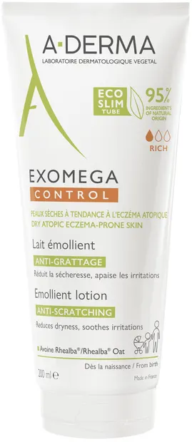 A-Derma Exomega Control Lapte emolient anti-zgarieturi, 200 ml