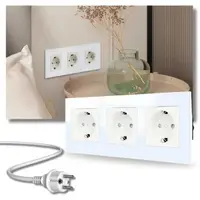 Priza tripla cu rama din sticla securizata Classlights , 16A, Alb Engros