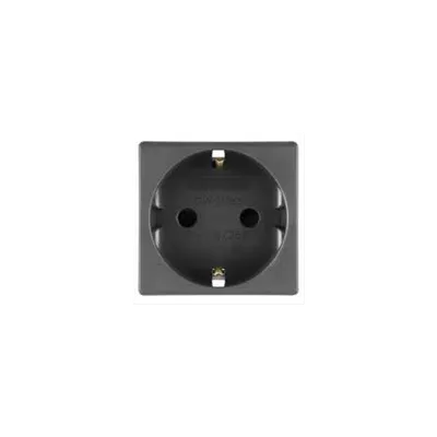 Priza schuko 250V ac - 2P+E 16A - 2 MODULE - SYSTEM BLACK