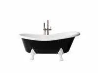 Cada freestanding ovala, compozit, cu exterior negru si interior alb, 168x76x55 cm Foglia Retro