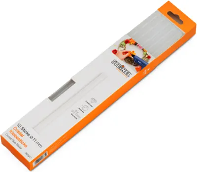 Bastoane din silicon pentru lipire termică Steinel - Universale, 11 mm, 250 mm, 10 bucăți, transparente