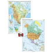 America de Nord. Harta fizico-geografica si a principalelor resurse naturale de subsol si America de Nord. Harta politica, Duo Plus 100x140 cm CR-3113