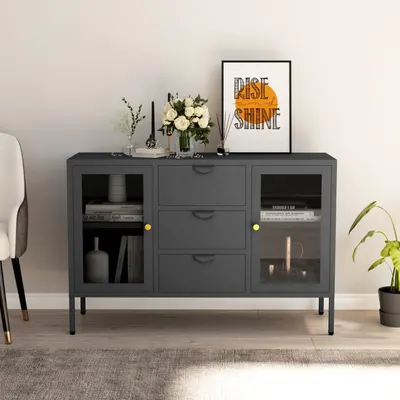 Gossi servanta, antracit, 105x35x70 cm, otel si sticla securizata