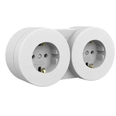 Priza Schuko dubla modulara PT xOne Ovivo OV00871, 16A, 250V, IP54, alb