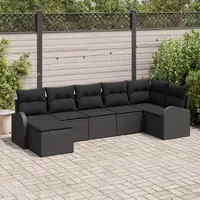 Gossi set de canapea de gradina 7 piese cu perne poliratan negru