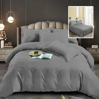 Set lenjerie de pat pentru 2 persoane XXL, Bumbac Damasc Policotton, 4 piese, Cearceaf pat 230x260, Cearceaf pilota 230x200, Fete de perne 50x70 x 2, Gri