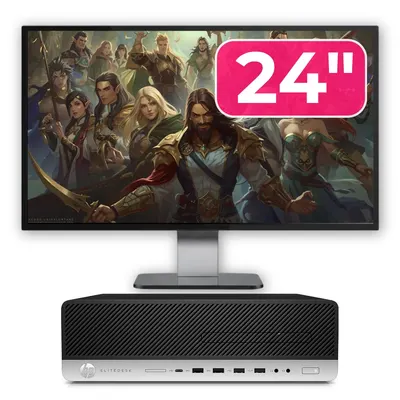 Pachet Calculator Second Hand HP EliteDesk 800 G4 SFF, Intel Core i5-8500 3.00 - 4.10GHz, 8GB DDR4, 256GB SSD + Monitor 24"