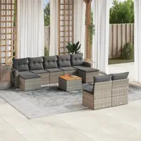 Gossi set mobilier de gradina cu perne, 10 piese, gri, poliratan