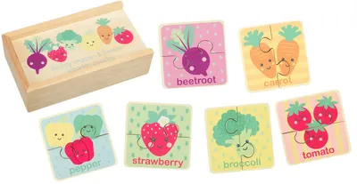 Puzzle din lemn pentru copii Orange Tree Toys - Legume fericite